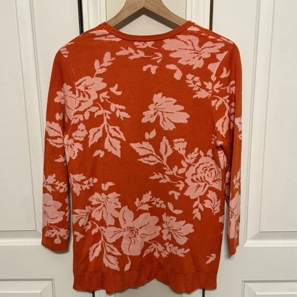 Daniel Rainn Women’s Orange Floral Cardigan Size Small - Picture 5 of 11
